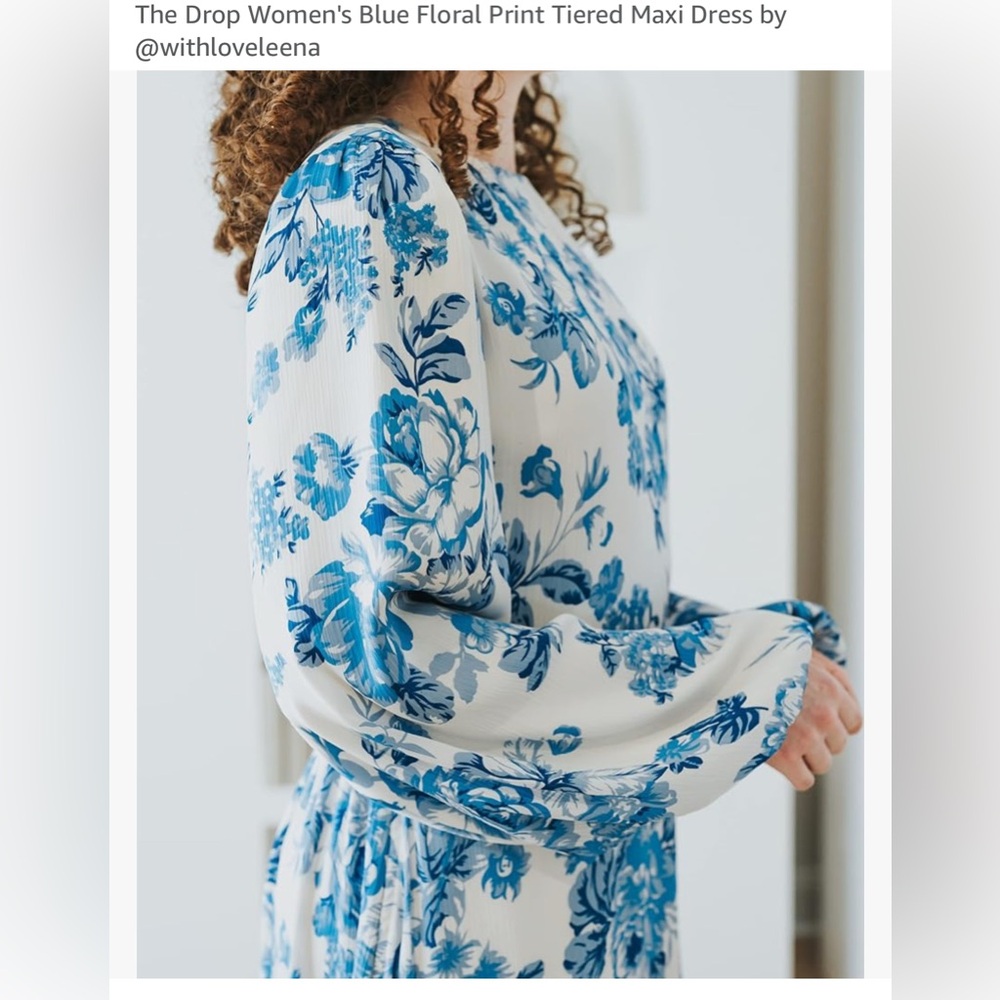 Blue Floral Tiered Maxi Dress